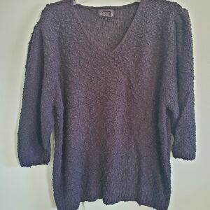 Cozy Textured V-Neck Sweater - Black